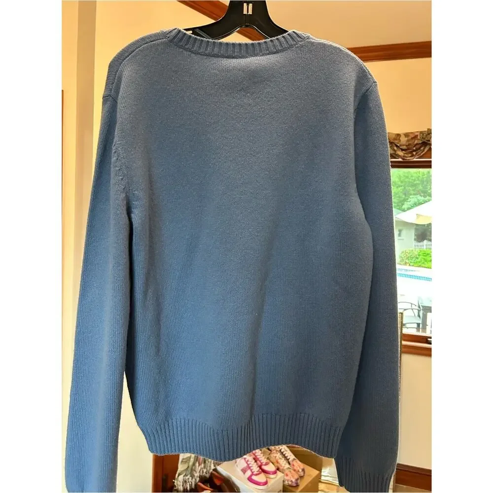 Men's Gucci Light Blue Men's felted wool knit Crewneck Sweater size XL Italy